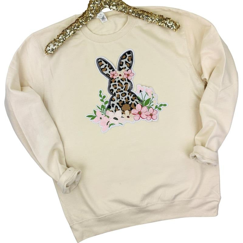Sweet Floral Bunny Chenille Patch Sweatshirt T-Shirts, Hoodie | HypeDripTees.com