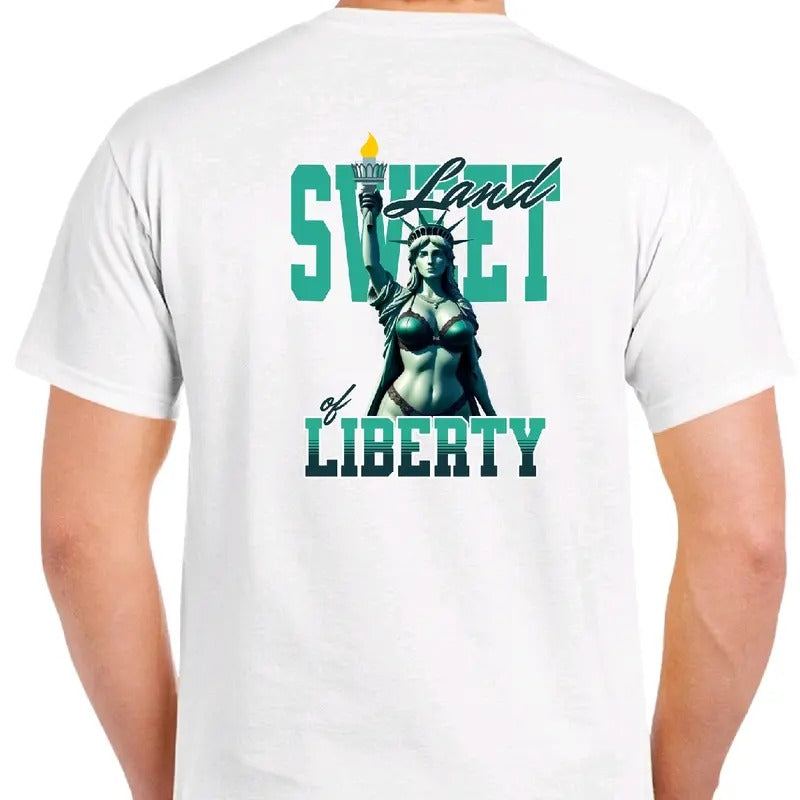 Sweet Land of Liberty Men's T-Shirt - Cotton Crewneck - Menswear Top Tshirt Casual Shortsleeve