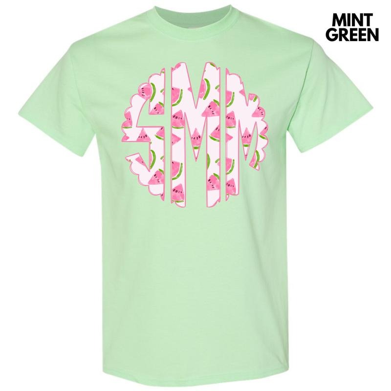 Sweet Watermelon Monogram Gildan Short Sleeve T-Shirt 'NLB' Hoodie, Sweatshirt | HypeDripTees.com