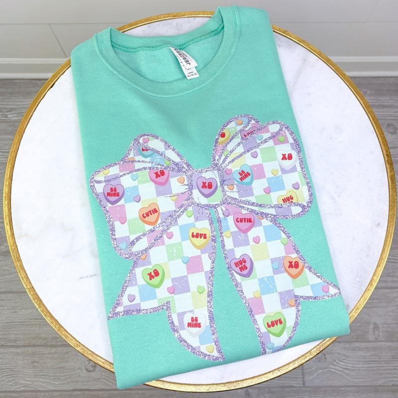 Sweethearts Checkered Bow Sweatshirt 'NLB' T-Shirts, Hoodie | HypeDripTees.com