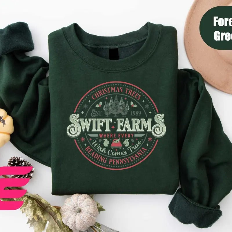 Swiftii Farm Christmas Trees Sweatshirt, Christmas Tree Sweatshirt, Christmas Tree Sweater, Christmas Holiday Shirt, Xmas...