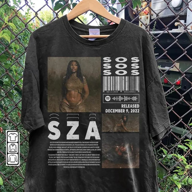 Sza Music Merch Shirt, Sza Sos Album 90s Tee, Sza Tour Rapper Gift Bootleg Inspired Sweatshirt Menswear Top Hoodie