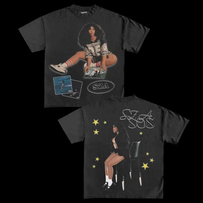 Sza Sos Tee Retro Cotton T-Shirt Hoodie, Sweatshirt | HypeDripTees.com