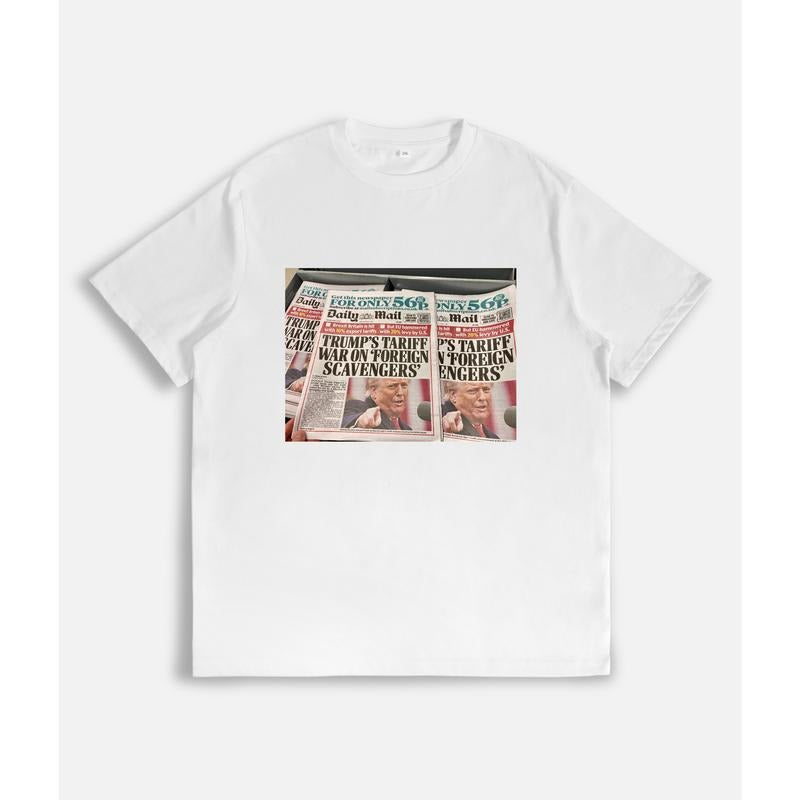 T - Shirt Featuring Newspaper Headlines about Trump's Tariff Policies Hoodie, Sweatshirt | HypeDripTees.com