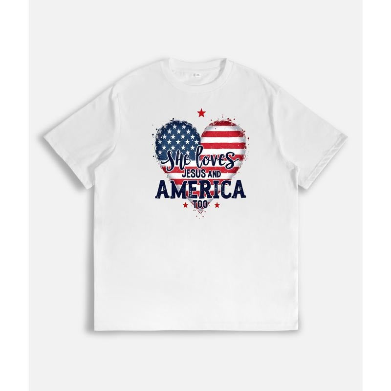 T - Shirt with Heart - shaped American Flag: Expressing Love for Jesus and America Hoodie, Sweatshirt | HypeDripTees.com