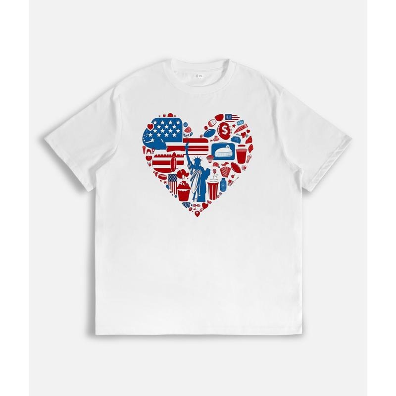 T - Shirt with Patriotic Heart Design: Celebrating American Symbols Hoodie, Sweatshirt | HypeDripTees.com