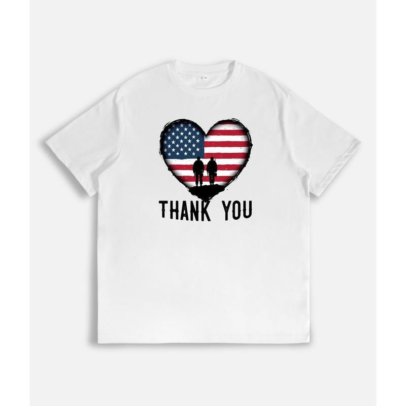 T - Shirt with Patriotic Heart Design: Saying "Thank You" with American Symbolism Hoodie, Sweatshirt | HypeDripTees.com