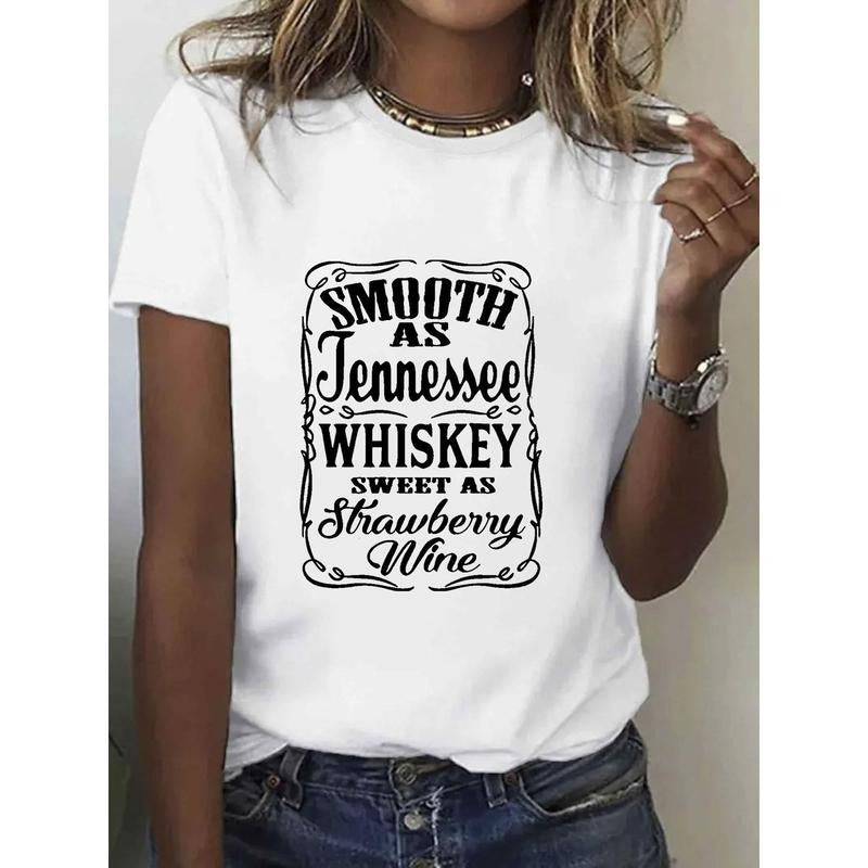 T - Shirt with Poetic Phrasing: 'Smooth as Tennessee Whiskey, Sweet as Strawberry Wine' in Elegant Typography Hoodie,...