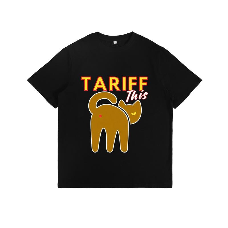 T - Shirt with a Cat Graphic and the Phrase "TARIFF This" Hoodie, Sweatshirt | HypeDripTees.com