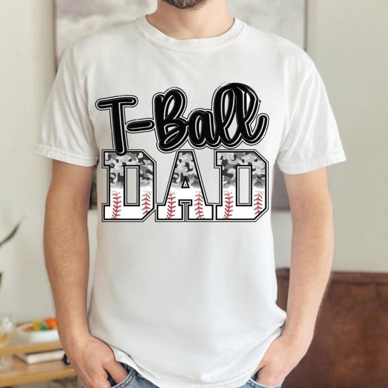 T-Ball Dad Shirt for Men Camo Black Gray Game Day Father's Day Gift Unisex Premium 100% Cotton Hoodie, Sweatshirt