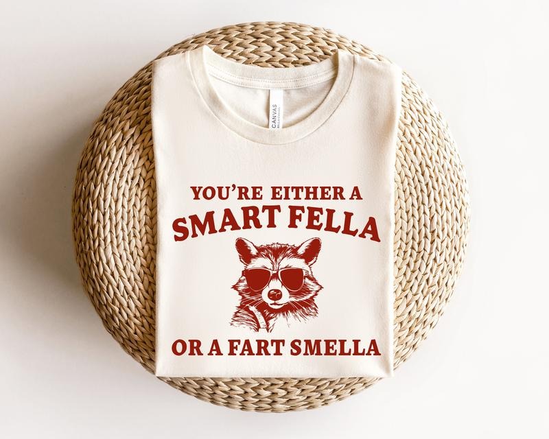 T Shirt Are You A Smart Fella Or Fart Smella Retro Cartoon T Shirt Weird T Shirt Meme T Shirt Trash Panda T Shirt Unisex...