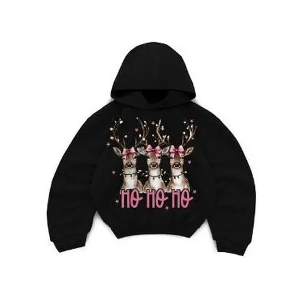 Ho Ho Ho Deer Hoodie/Sweatshirt/T-Shirt Christmas - Unisex Style 100% Cotton - For Him, For Her | HypeDripTees.com