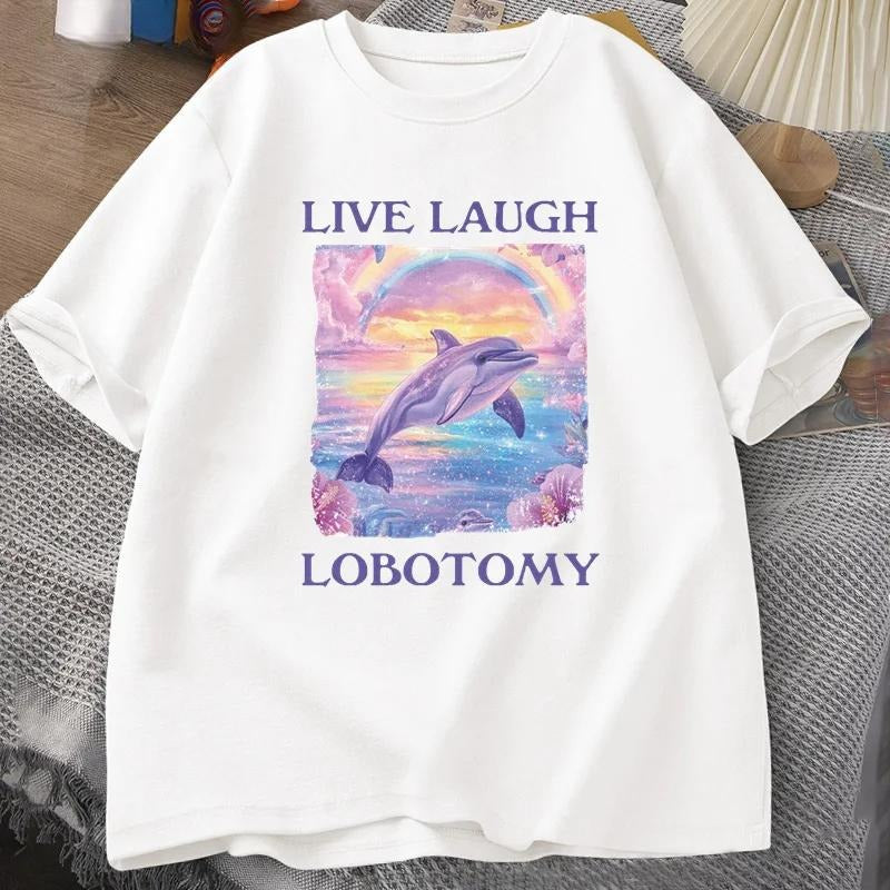 T Shirt Men Funny Dolphin Meme T-shirt Silly Weird Short Sleeve Tshirt Unisex Printed T-shirt Tops Hoodie, Sweatshirt