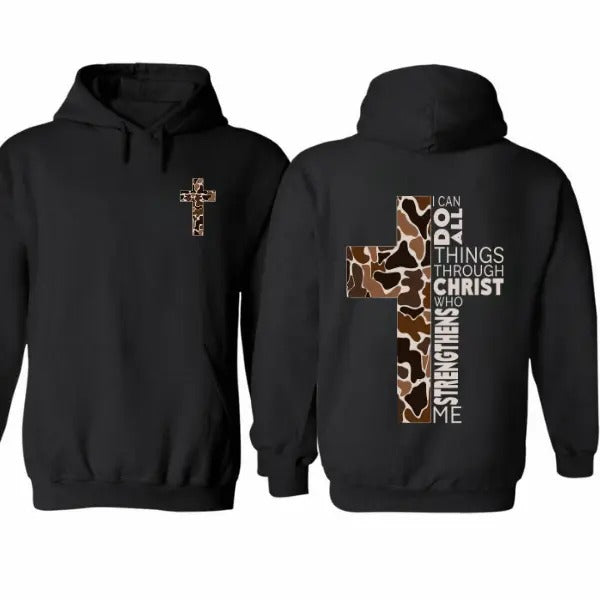 Christian 2 Sided Camo Cross Graphic Hoodie/Sweatshirt/T-Shirt, For Men, For Women