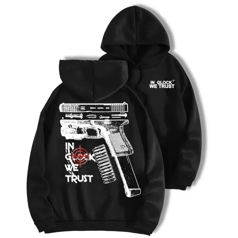 In Glock We Trust Ver2 2 Sided Graphic Hoodie/Sweatshirt/T-Shirt, For Men, For Women