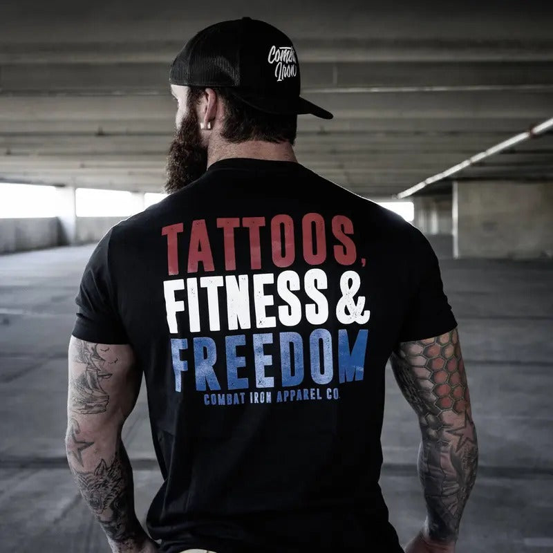 TATTOOS, FITNESS, & FREEDOM USA EDITION MEN'S T-SHIRT Hoodie, Sweatshirt | HypeDripTees.com