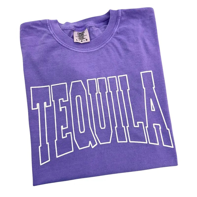 TEQUILA White Puff Comfort Colors T-Shirt Hoodie, Sweatshirt | HypeDripTees.com