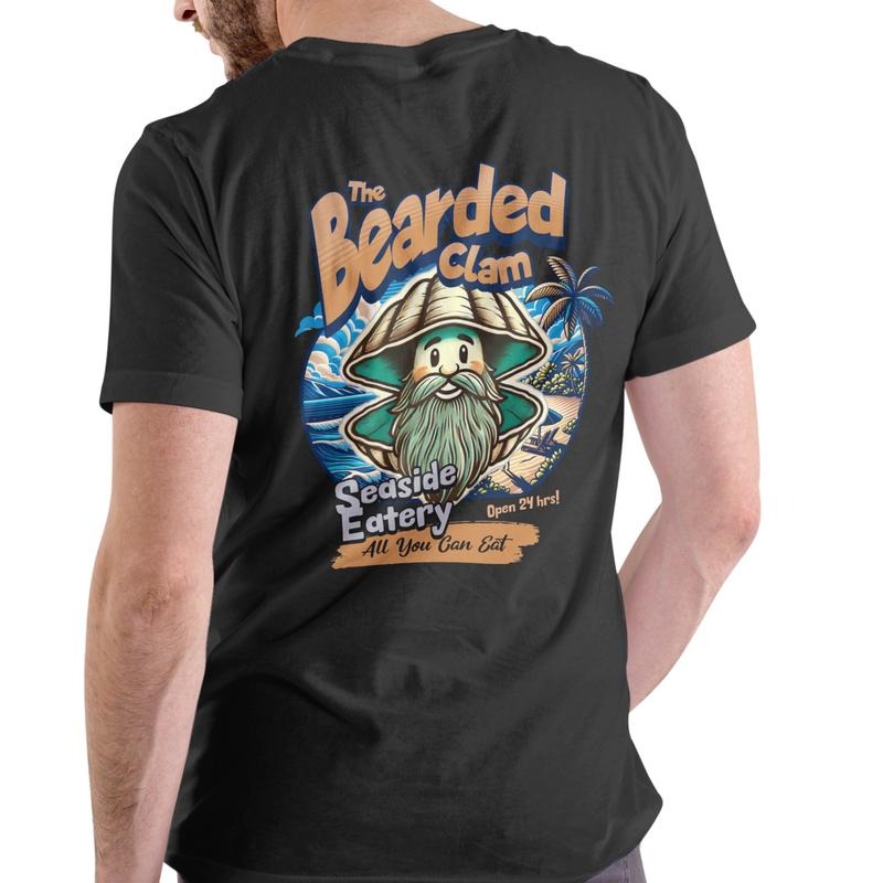 THE BEARDED CLAM SEASIDE EATERY T SHIRT, Unisex, Cotton Casual Menswear Hoodie, Sweatshirt | HypeDripTees.com