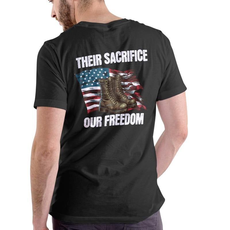 THEIR SACRIFICE OUR FREEDOM T Shirt, Patriotic, Unisex, Cotton Hoodie, Sweatshirt | HypeDripTees.com
