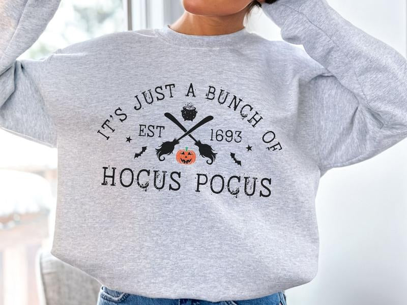 THREE Halloween Sweatshirts in Ash Color: Before Coffee, Colorful Characters, Just a Bunch T-Shirts, Hoodie