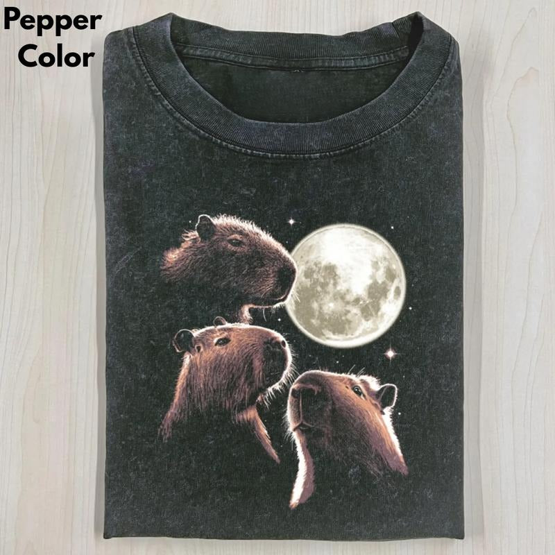 THREE MOON CAPYBARAS GEEK T-SHIRT, CAPYBARAS Shirt, Animal Shirt, Unisex T-shirt, Graphic Tees Top Womenwear Hoodie,...