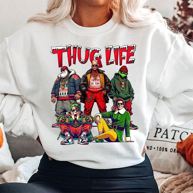 THUGLIFE Christmas Shirt, Christmas Movies Shirt, Xmas Graphic Tee Comfort Cotton, Trendy Xmas Shirt, Funny Xmas Shirt...