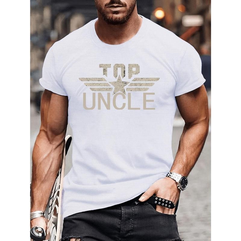 TOP UNCLE Print Tee Shirt, Tees For Men, Casual Short Sleeve T-shirt For Summer Made in USA Hoodie, Sweatshirt