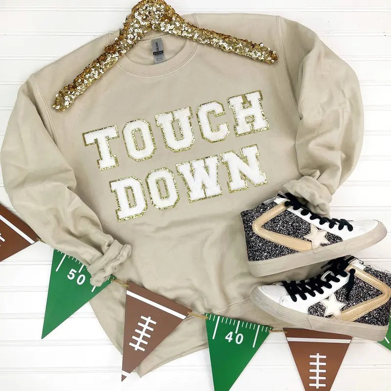 TOUCHDOWN Patch Sweatshirt *Final Sale* T-Shirts, Hoodie | HypeDripTees.com