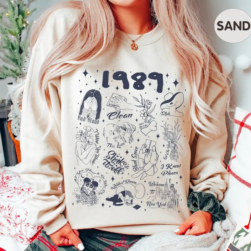 TS 1989 Sweatshirt, Swift Sweatshirt, Shirt For Fan, Gift For Her, Song Lyrics Tee Hoodie | HypeDripTees.com
