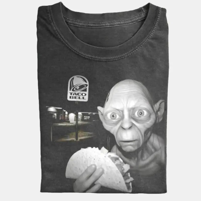 Taco Bell Gollum T-Shirt, Funny LOTR Shirt, Unisex Tee, Hilarious Taco Lover's Gift Hoodie, Sweatshirt | HypeDripTees.com