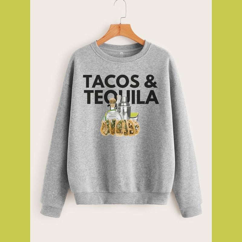 Tacos and Tequila Sweatshirt - Unisex 3 Color Options - Taco Crewneck Hoodie T-Shirts | HypeDripTees.com
