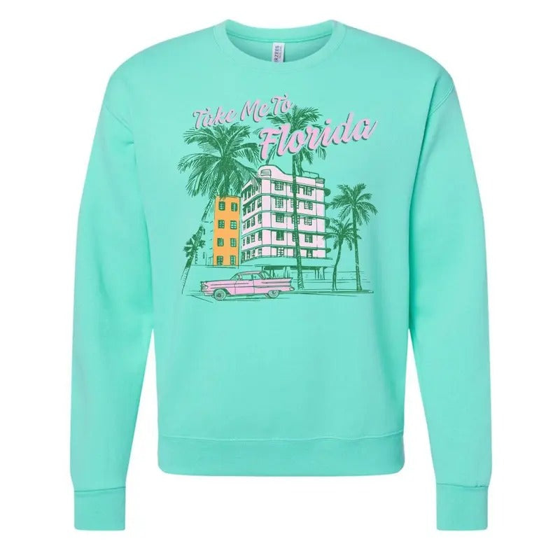 'Take Me To Florida' Retro Crewneck Sweatshirt T-Shirts, Hoodie | HypeDripTees.com