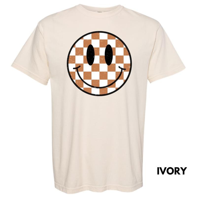 Tan Checkered Happy Face Comfort Colors T-Shirt 'NLB' Hoodie, Sweatshirt | HypeDripTees.com
