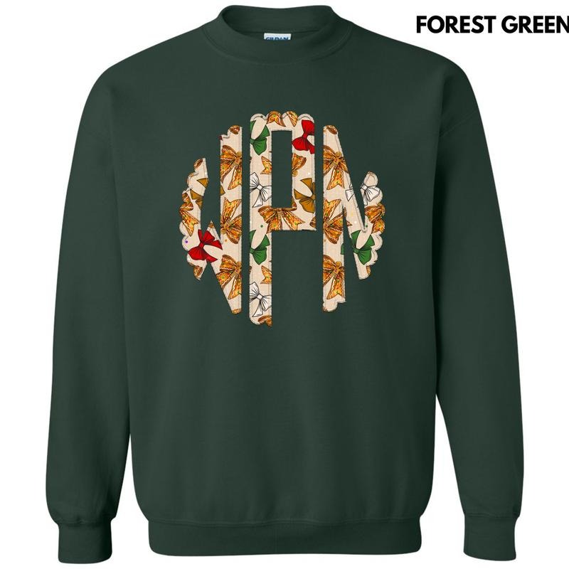 Tan Gingerbread Bow Monogram Sweatshirt 'NLB' T-Shirts, Hoodie | HypeDripTees.com