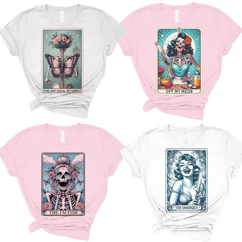 Tarot Card Mental Health Shirts, Print is Sublimation, Unisex Cotton T-Shirt, Funny Tee, Relaxed Fit, Top Womenswear...