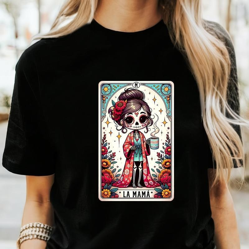 Tarot Card Shirt Funny Mexican Mom Tshirt Spanish Mothers Day Latina Skeleton Catrina Mama TShirt Mama Tee Mothers Day...