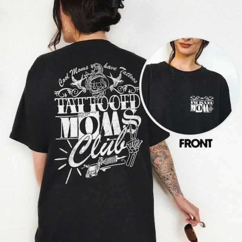 Tattooed Moms Club Emo Mom Shirt Alt Punk Mama Cotton Top Streetwear T-Shirts, Hoodie, Sweatshirt