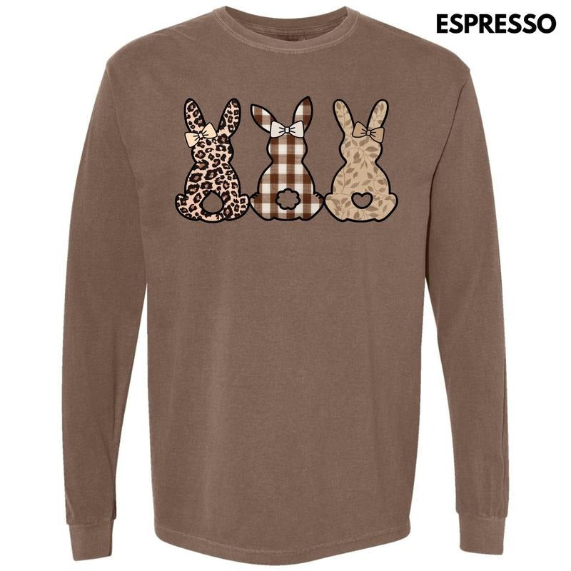 Taupe Pattern Bunnies Long Sleeve Comfort Colors T-Shirt 'NLB' Hoodie, Sweatshirt | HypeDripTees.com