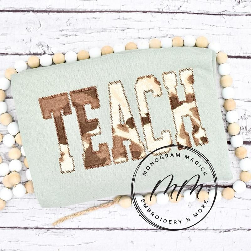 Teach Cow Print Sweatshirt T-Shirts, Hoodie | HypeDripTees.com