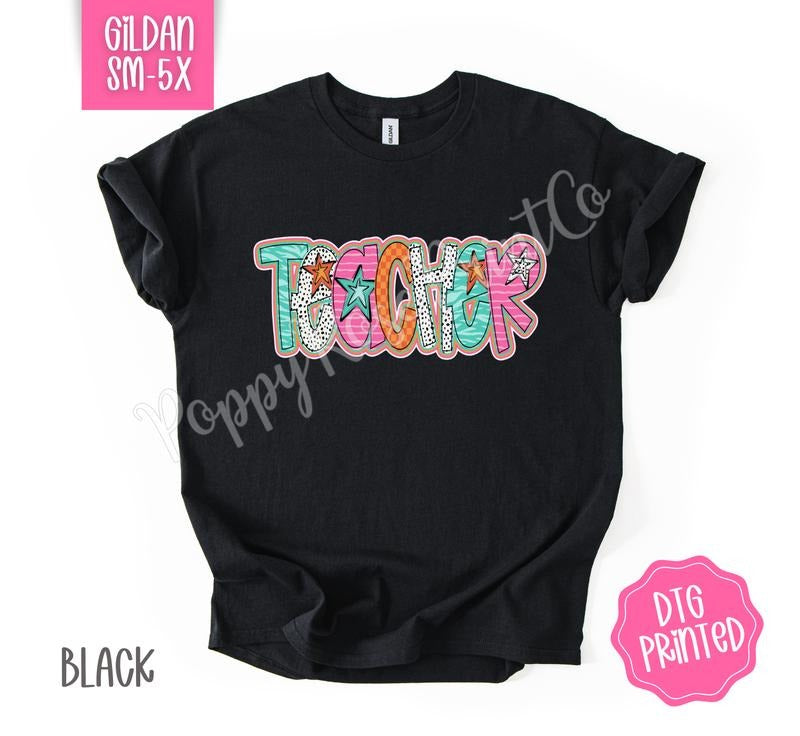 Teacher Doodle Gildan Shirt, Cute Women's Tshirt, Trendy Polka Dot Tee, Gift for Her Hoodie, Sweatshirt | HypeDripTees.com