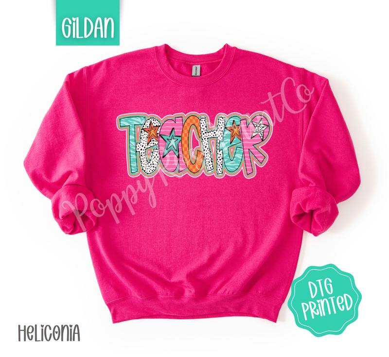 Teacher Doodle Sweatshirt, Cute Women's Sweater, Trendy Polka Dot Crewneck, Gift for Her T-Shirts, Hoodie | HypeDripTees.com
