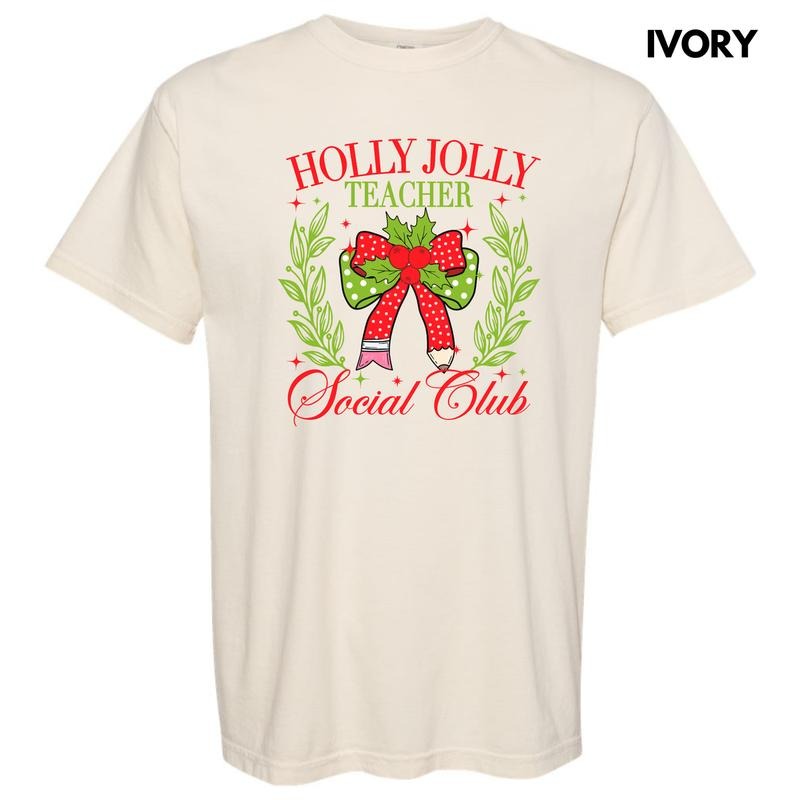 Teacher Holly Jolly Club Comfort Colors T-Shirt 'NLB' Hoodie, Sweatshirt | HypeDripTees.com
