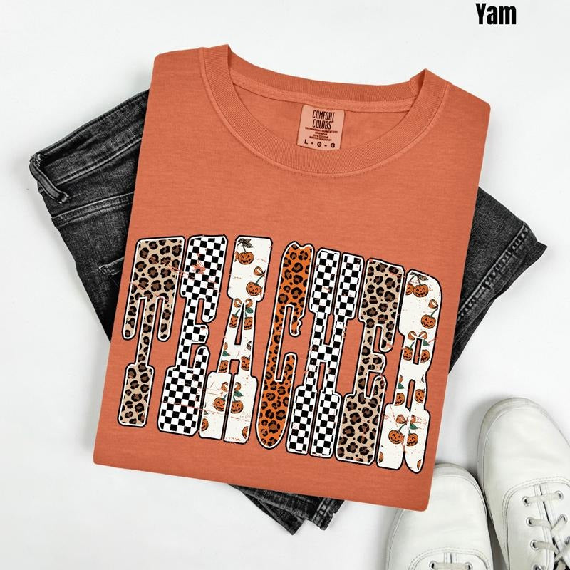 Teacher Pumpkin Pattern Comfort Colors T-Shirt 'NLB' Hoodie, Sweatshirt | HypeDripTees.com