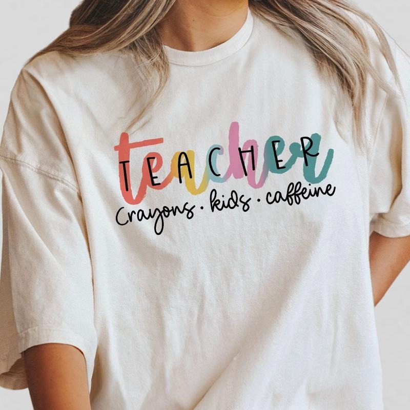 Teacher Shirt, Crayons Kids Caffeine Shirt, Teacher Appreciation Gift, Shirt For Teacher, Back To School Shirt, Teacher...
