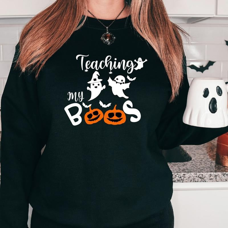 Teaching My Boos Sweatshirt, Matching School Halloween Party Hoodie, Teacher Team Gift Sweater, Cute Spooky Teaching...