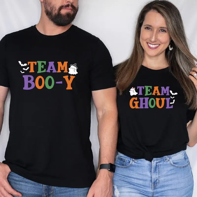 Team Boo-y Shirt, Team Ghoul T-Shirt, Halloween Baby Announcement Shirt, Matching Gender Reveal Party Tee, Boy Or Girl Announcement Tee.