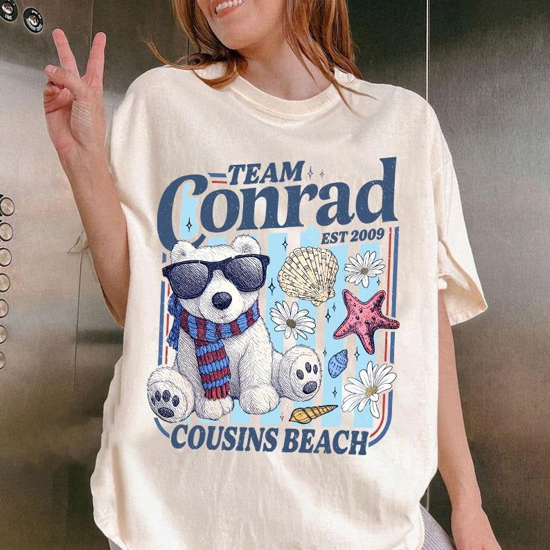 Team Conrad Junior Mint Bear Shirt Comfort Colors, Cousins Beach TSITP Shirt, Summer Beach Tee, Team Conrad Cousins Beach...