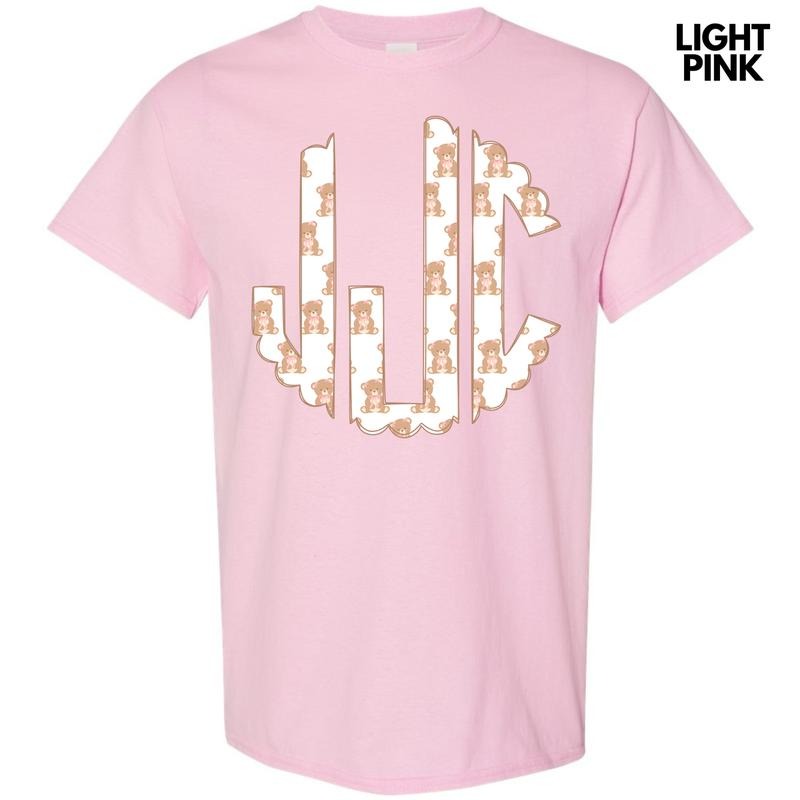 Teddy Bear Monogram Gildan Short Sleeve T-Shirt 'NLB' Hoodie, Sweatshirt | HypeDripTees.com