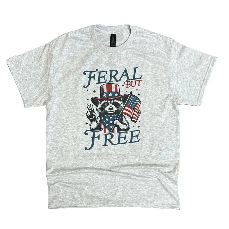 Feral But Free Sweatshirt or Tee - Unisex Sweatshirt / Tee - Raccoon Sweatshirt or Tee Cotton Hoodie | HypeDripTees.com