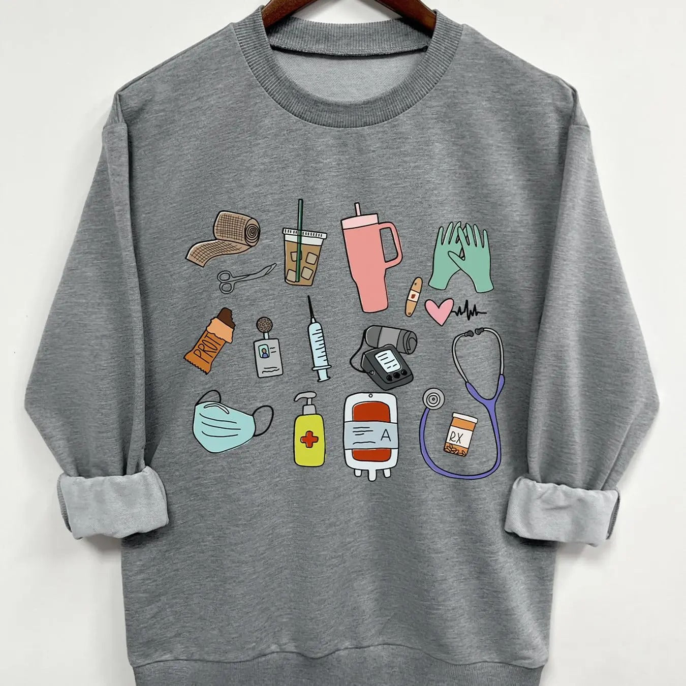 Teen Girl's Cartoon Print Crew Neck Sweatshirt, Casual Long Sleeve Pullover for Daily Wear, Clothing for All Seasons...